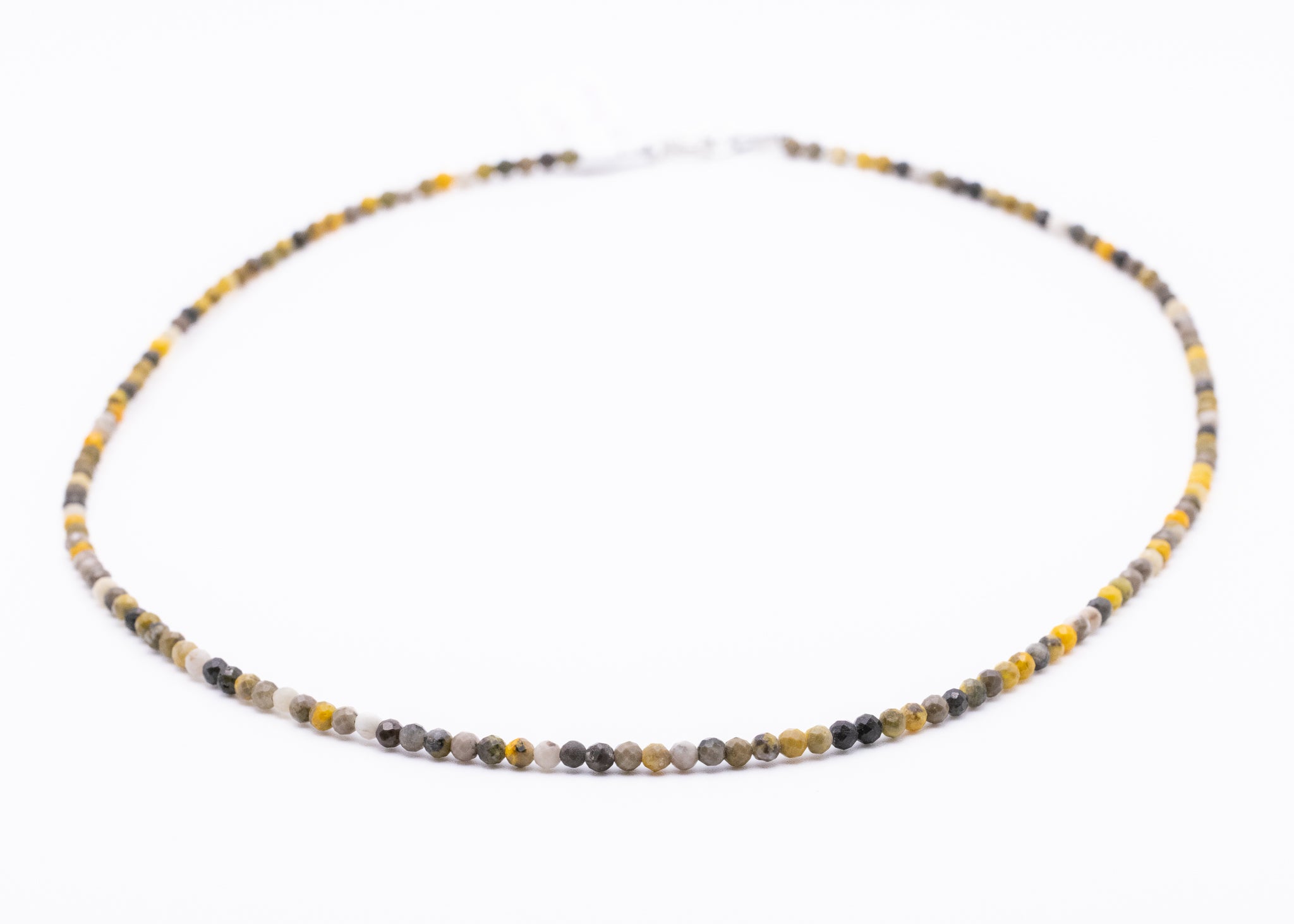 16inch Dainty Bumblebee Jasper Sterling Silver Necklace