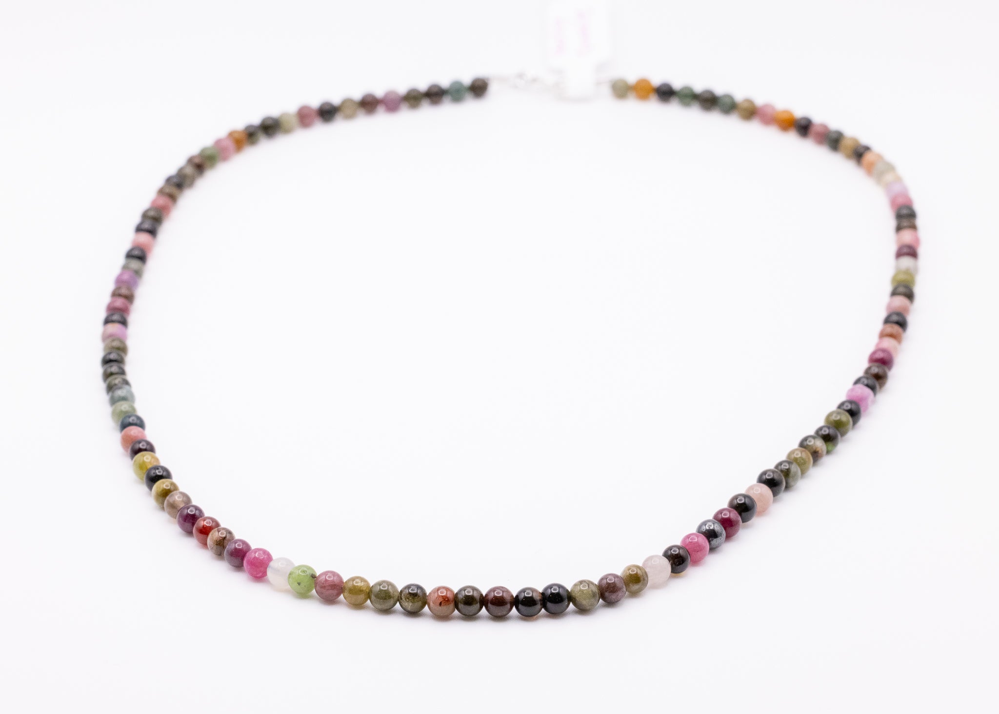 Dainty 18inch Watermelon Tourmaline Necklace With Sterling Silver Findings