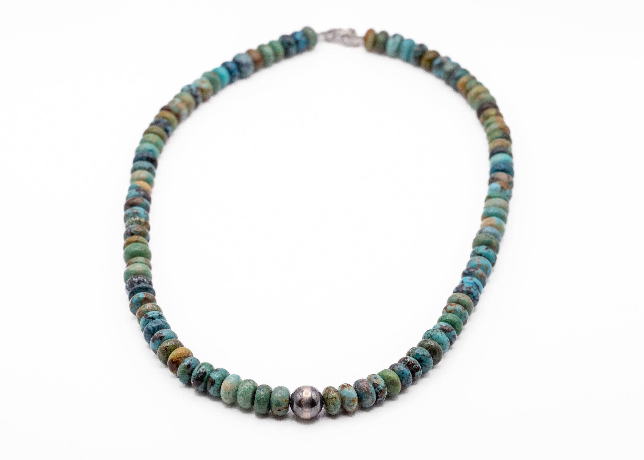 16inch Hubei Turquoise Navojo Pearl Necklace With Sterling Silver Findings