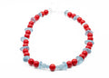 14inch Red Coral And Seaglass Necklace With Sterling Silver Findings