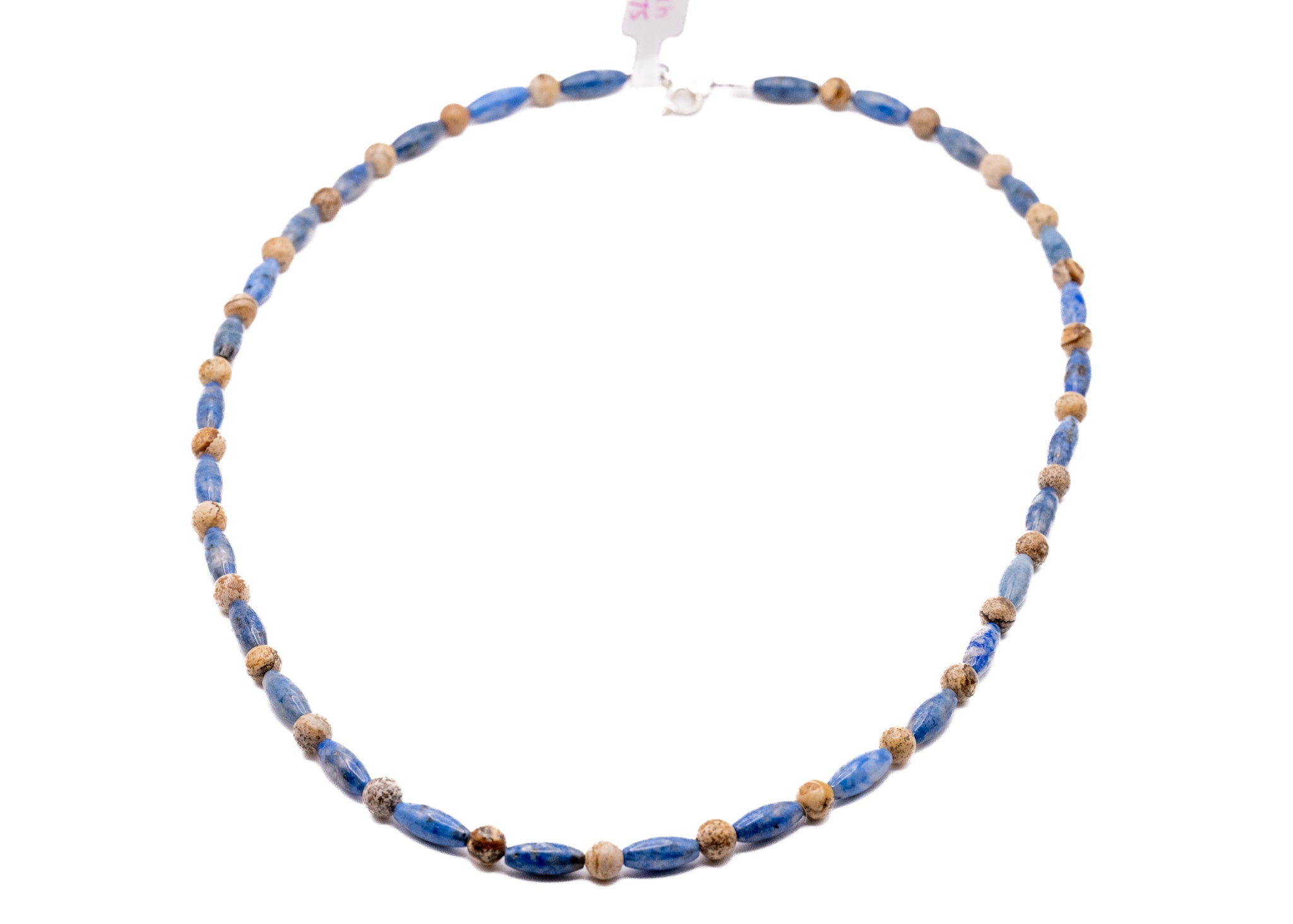 20inch Denim Lapis And Jasper Necklace With Sterling Silver Findings