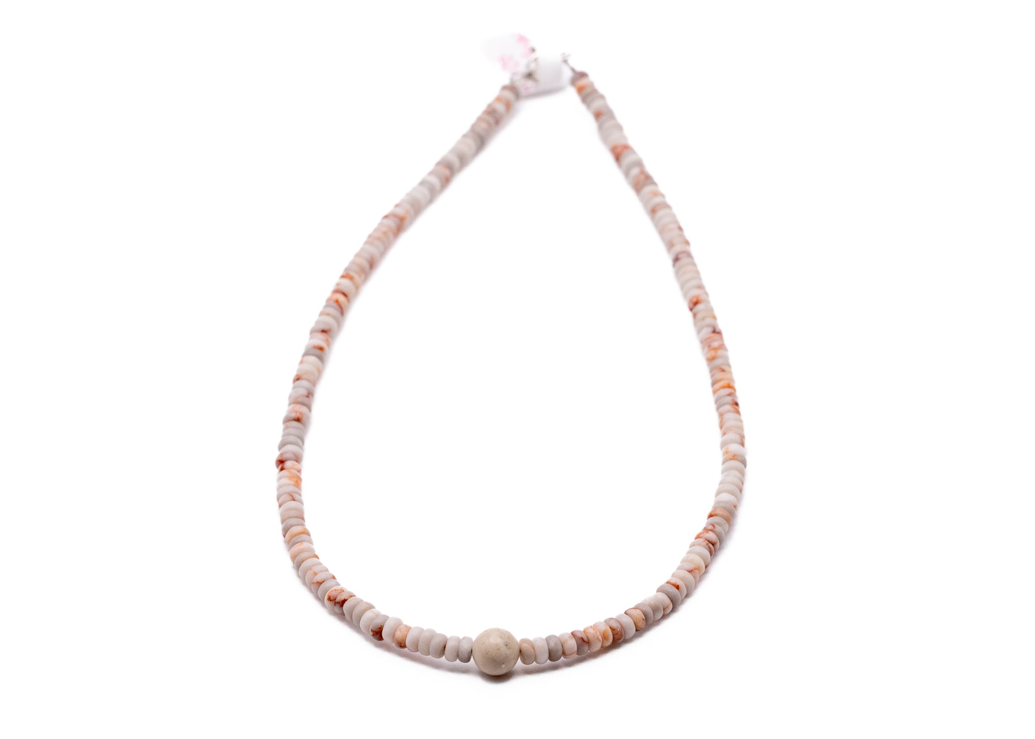 15inch Red Vein Jasper And Riverstone Necklace With Sterling Silver Findings
