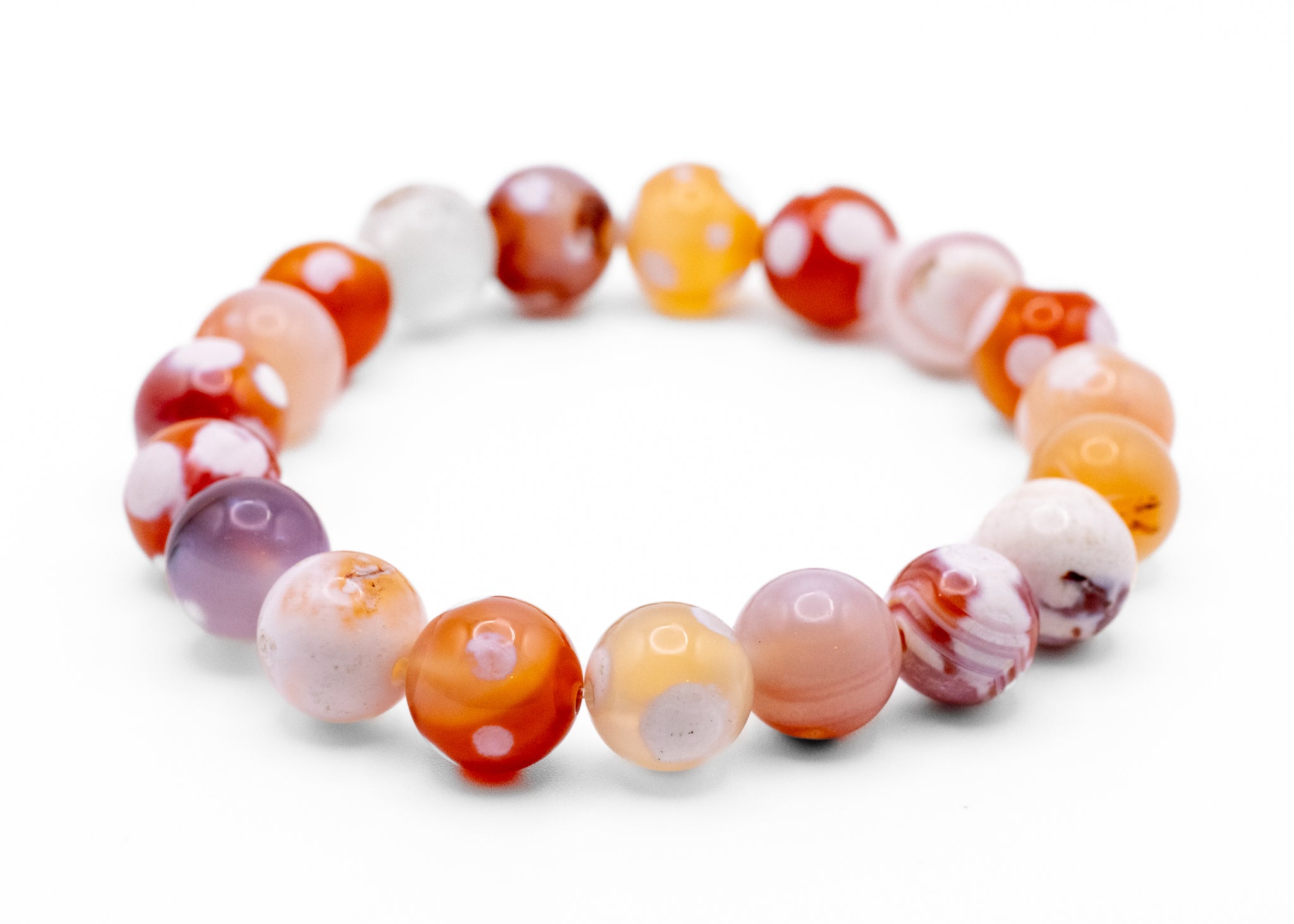 Orange Cloud Agate Stretchy Bracelet
