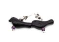 Sterling Silver Drop Stud Earrings With Handcarved Bird Fetish Beads And Amethyst